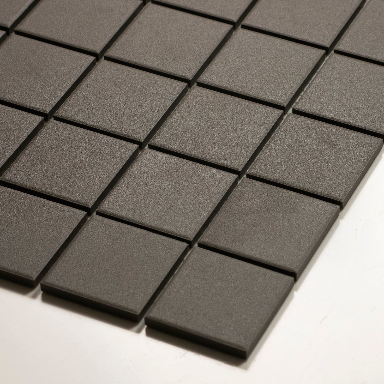Oblique Briq Graphite Unglazed Porcelain Mosaic Tile 48×48mm MOSGRUNG48 - The Blue Space