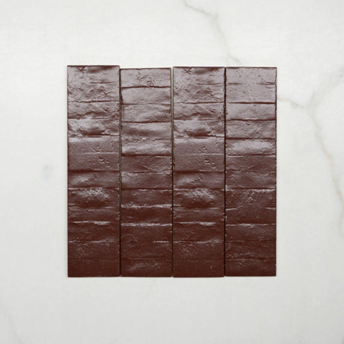 No Hand Burgundy Olivia Feature Subway Matte 75 x 300mm Porcelain - The Blue Space