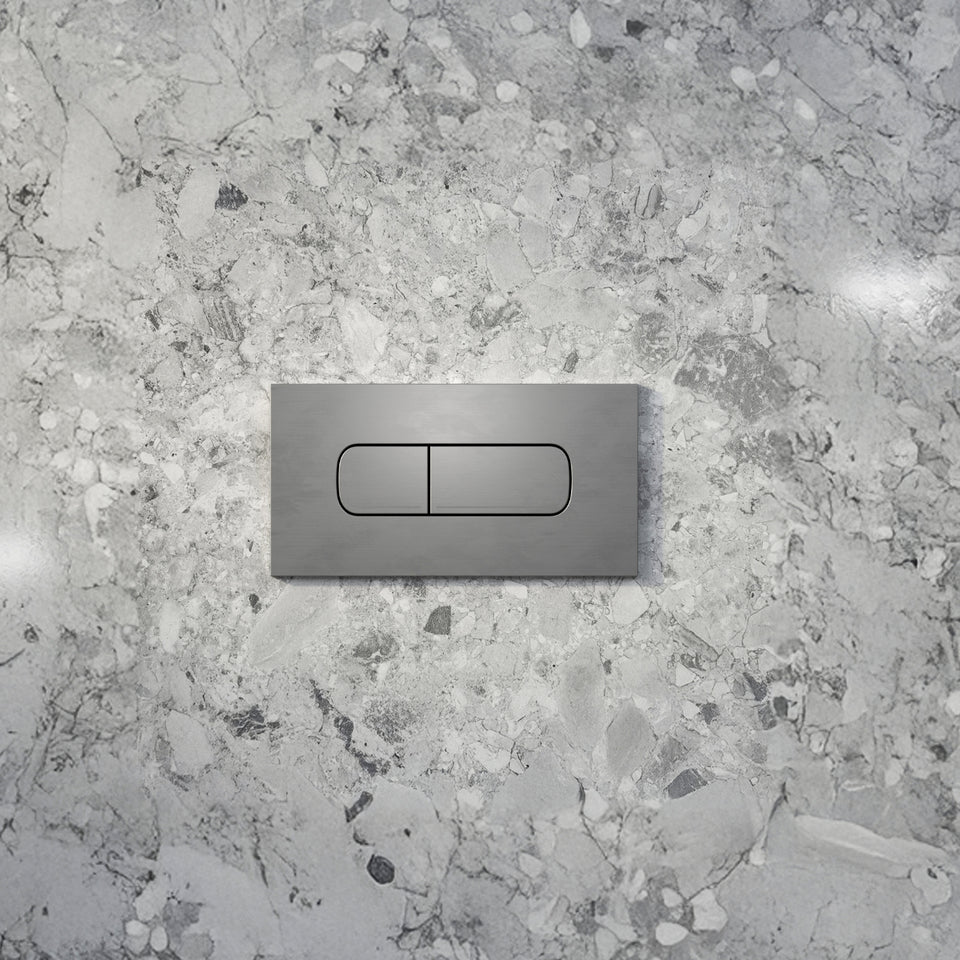 Caroma Invisi Series II® Oval Dual Flush Plate & Buttons (Metal) Brushed Nickel