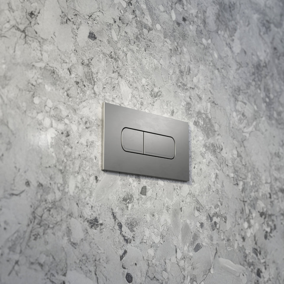 Caroma Invisi Series II® Oval Dual Flush Plate & Buttons (Metal) Brushed Nickel