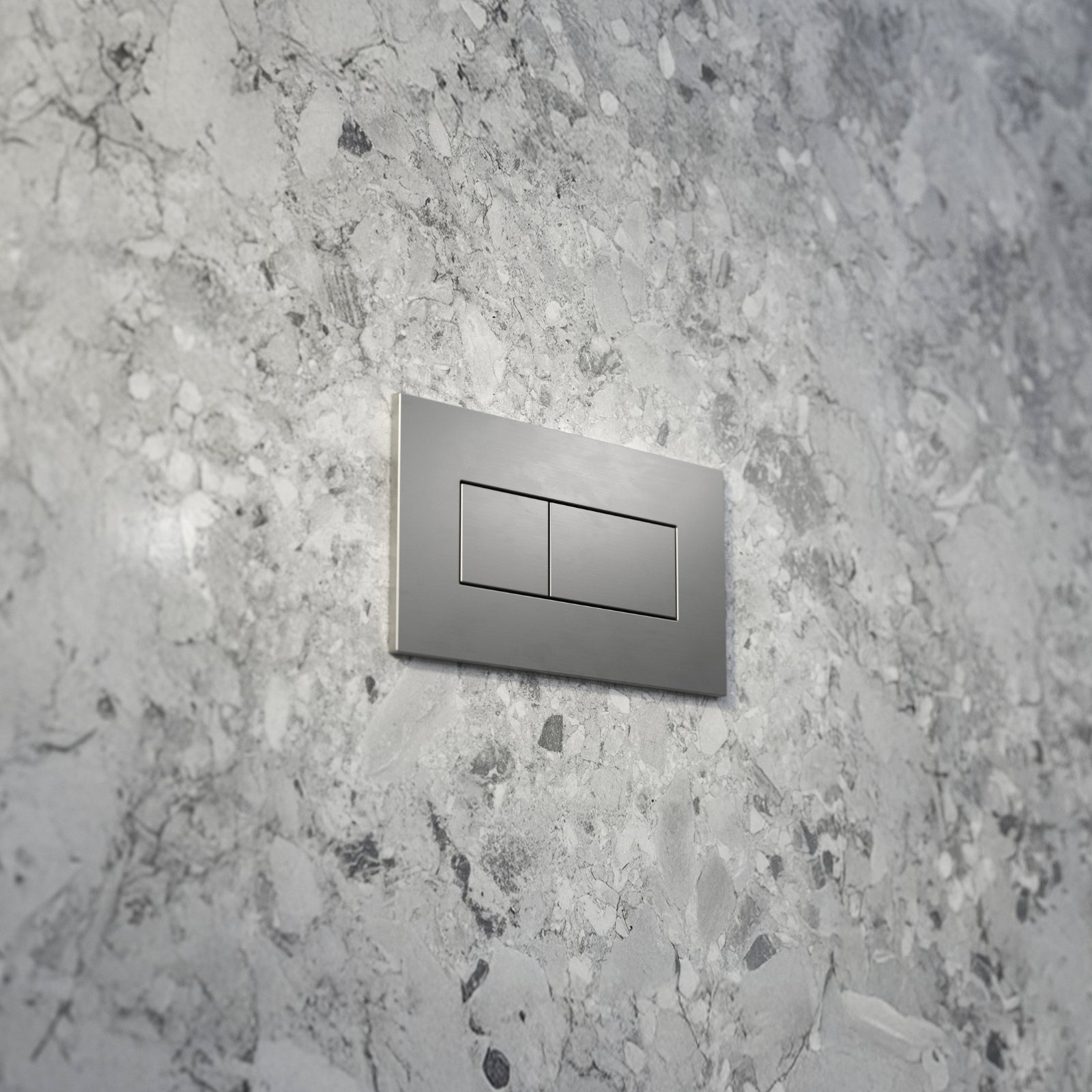 Lifestyle 3 Caroma Invisi Series II® Rectangle Dual Flush Plate & Buttons (Metal) Brushed Nickel 237020BN - The Blue Space