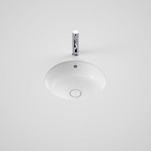 Front Caroma Liano II 440mm Round Under/Over Counter Basin - White (with Overflow) 852605W - The Blue Space