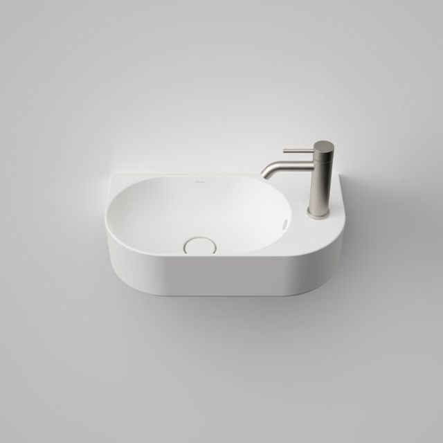 Caroma Liano II Hand Wall Basin (1 Tap Hole) - Matte White (with Overflow)