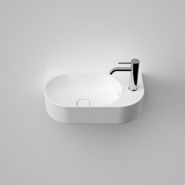 Front Caroma Liano II Hand Wall Basin (1 Tap Hole) - White (with Overflow) 853015W - The Blue Space