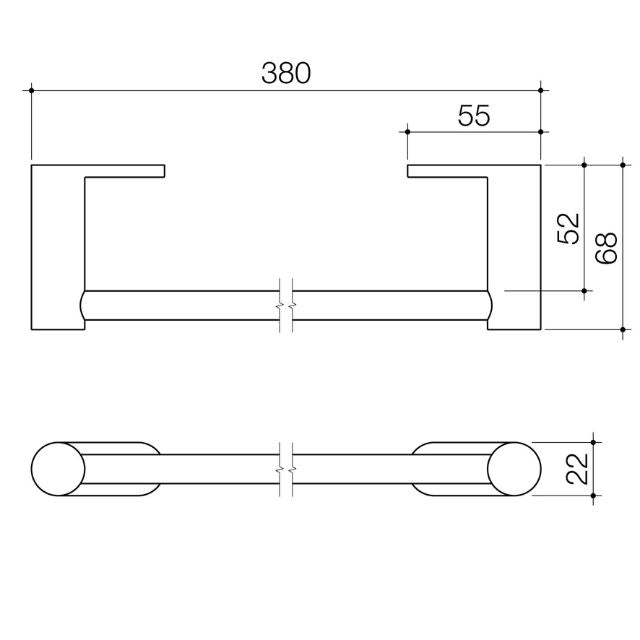 Technical Drawing Caroma Liano II Hand Wall Basin Integrated Towel Rail - Gunmetal 96457GM - The Blue Space