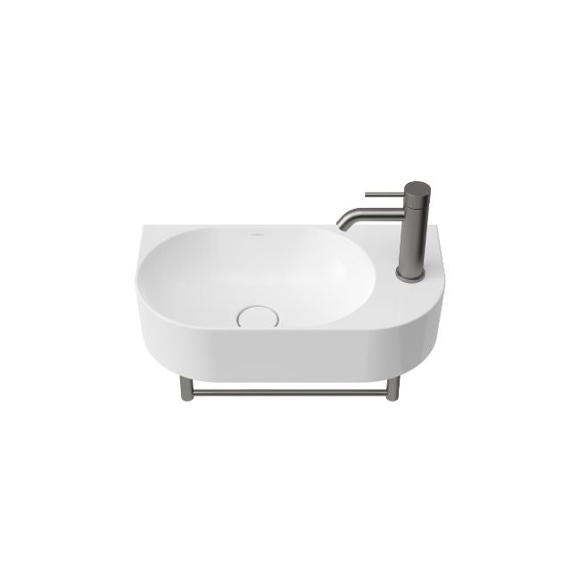 Front 2 Caroma Liano II Hand Wall Basin Integrated Towel Rail With Basin - Gunmetal 96457GM - The Blue Space