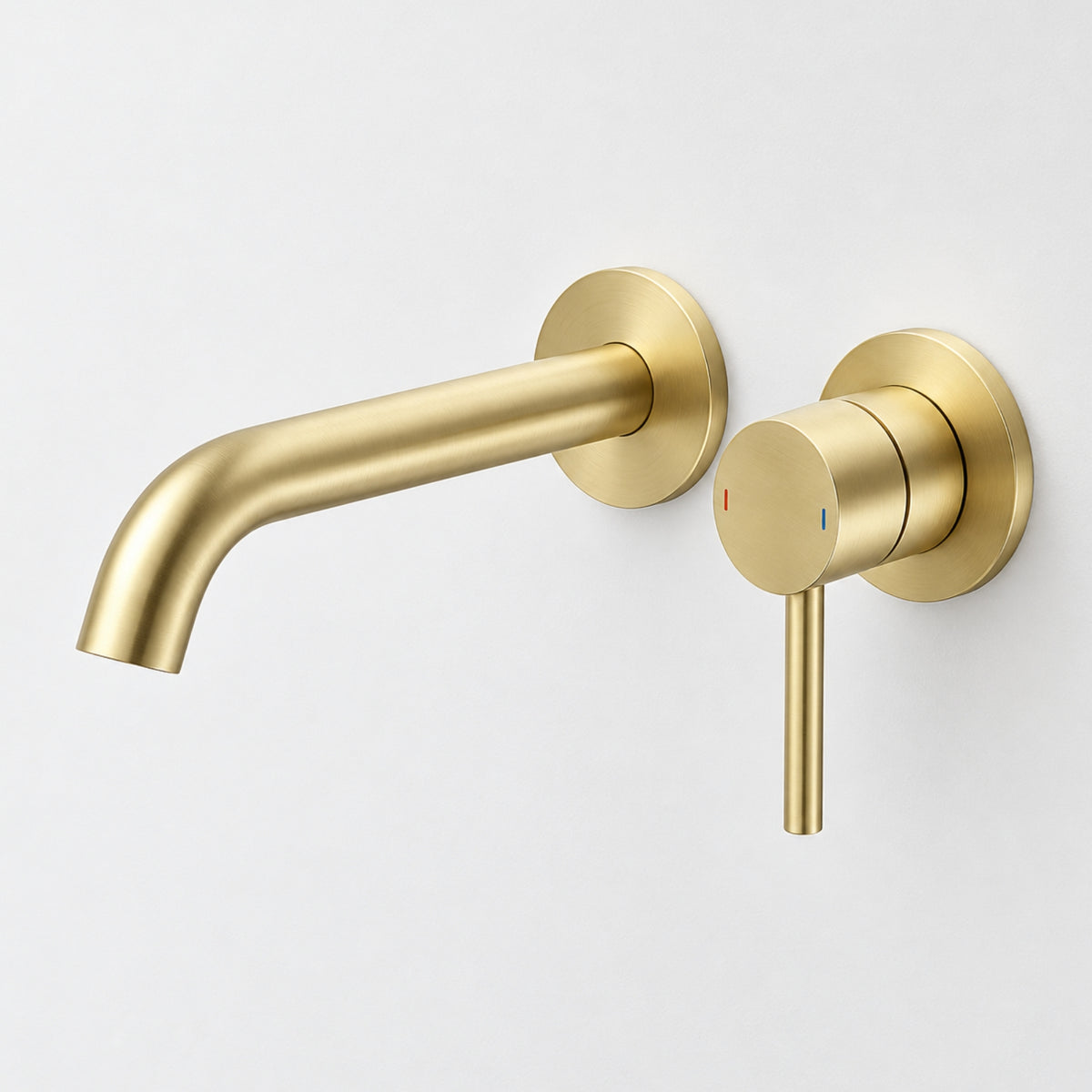 Caroma Liano II Lead Free Wall Basin/Bath Mixer Set Brushed Brass 96352BB6AF - The Blue Space