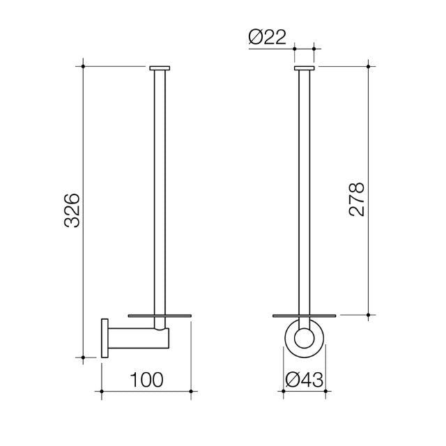 Technical Drawing Caroma Liano II Spare Toilet Roll Holder - Matte Black 96452B - The Blue Space