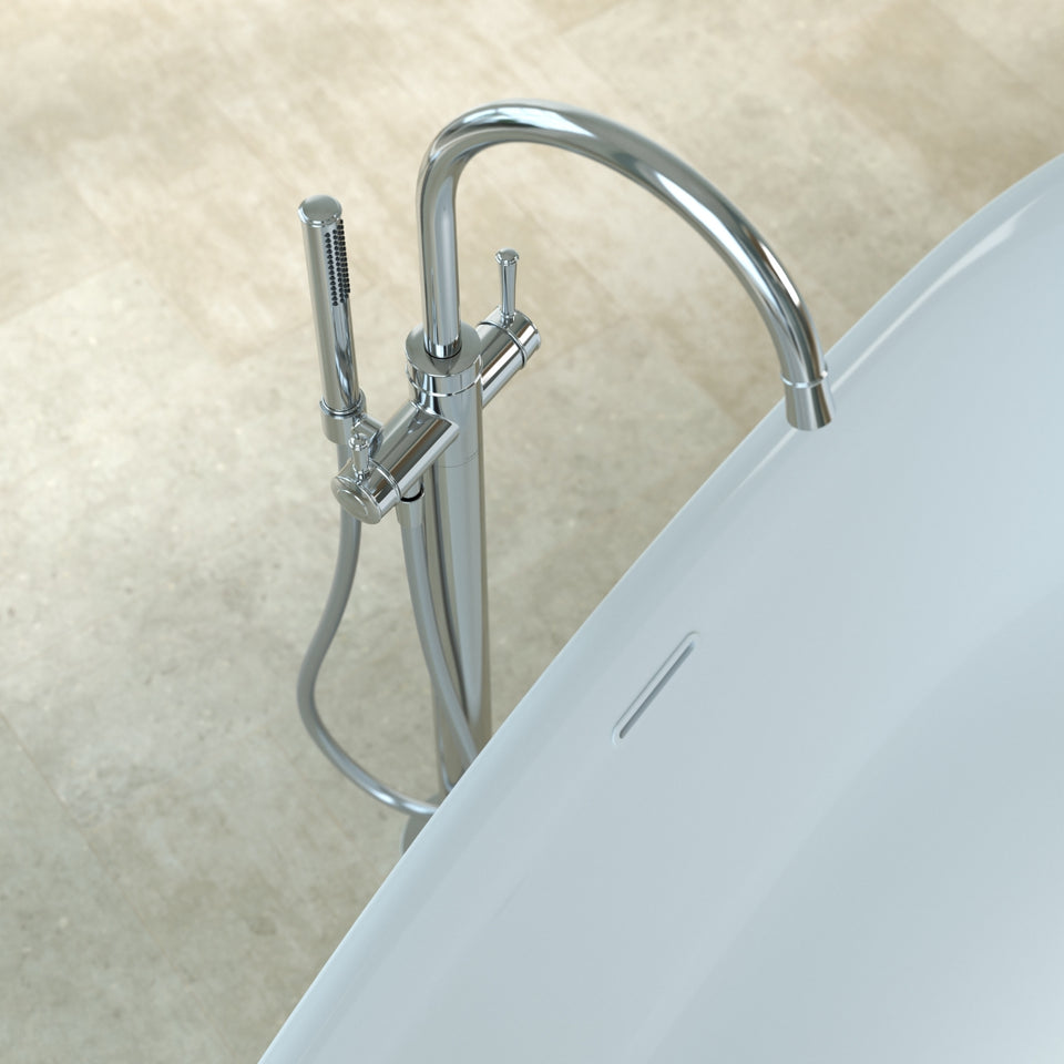 Caroma Riviere Freestanding Bath Filler with Handshower - Chrome