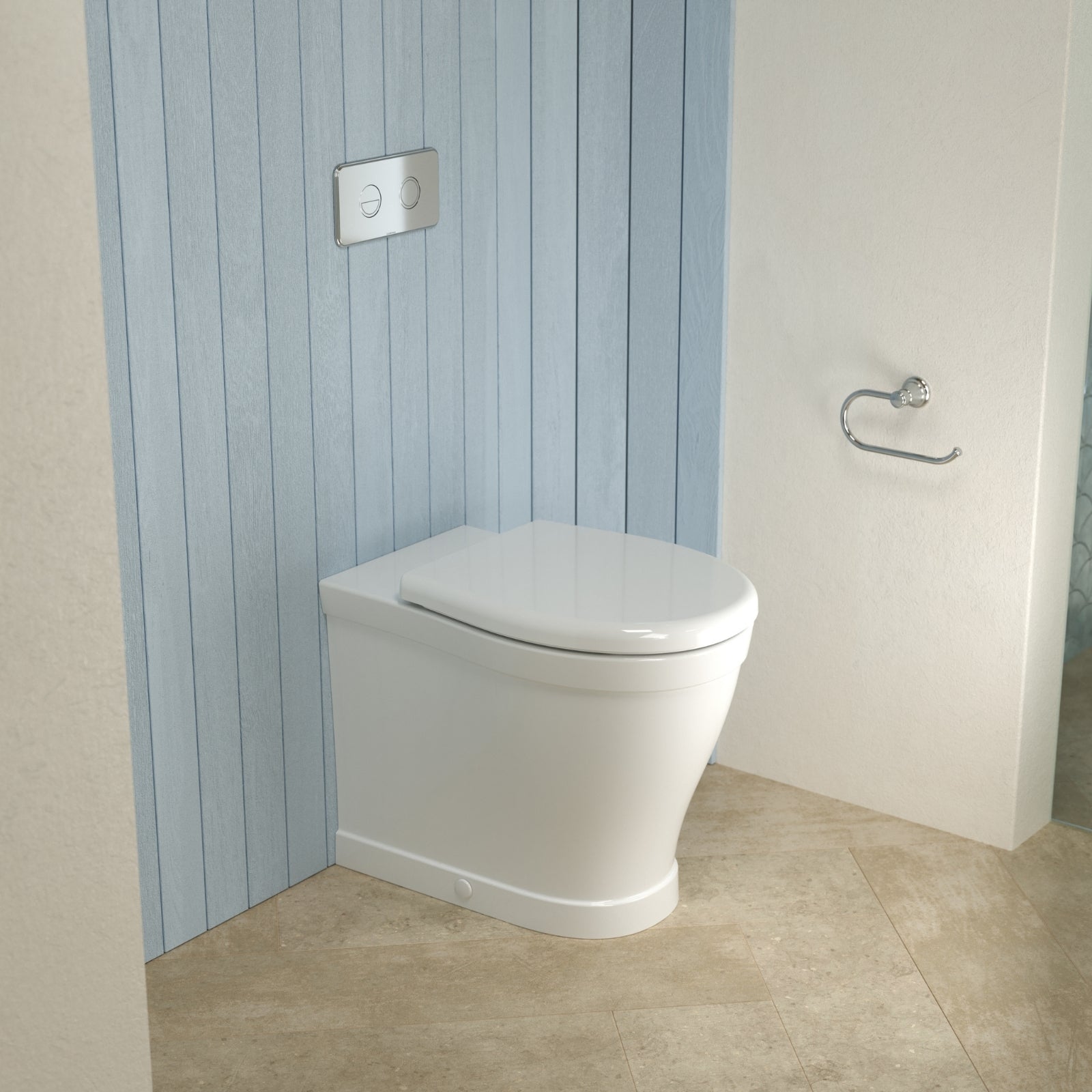 Lifestyle 3 Caroma Riviere Toilet Roll Holder - Chrome 520030C - The Blue Space