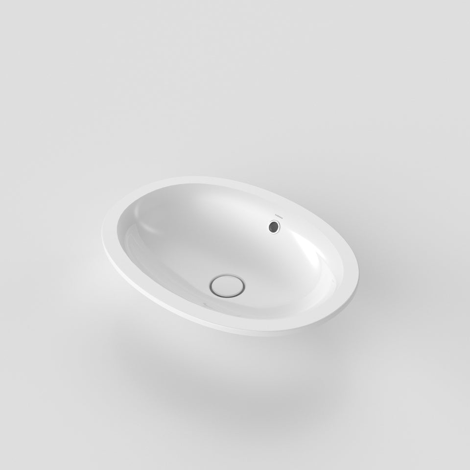 Caroma Riviere Under Counter Basin - No Tap Hole - White - Overflow