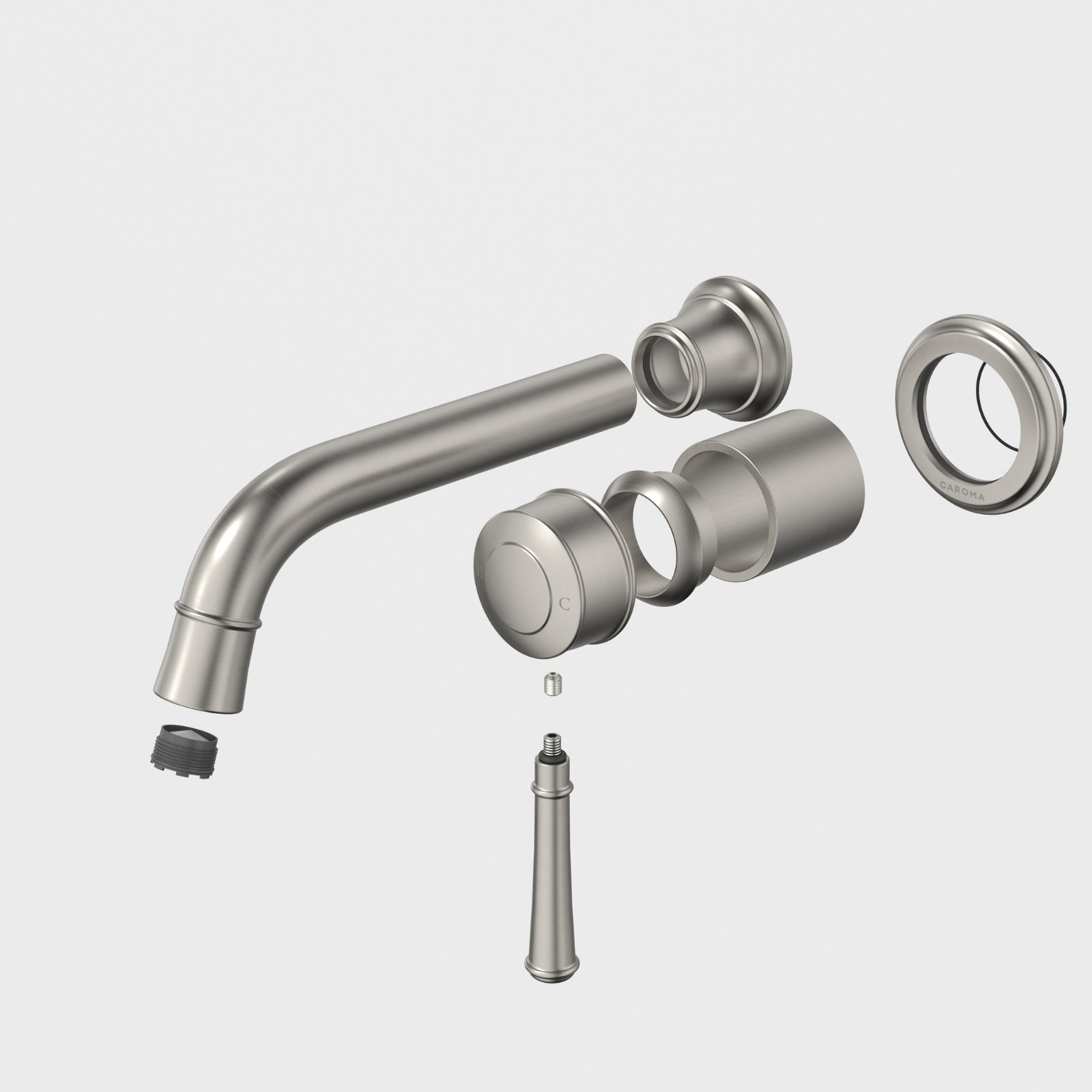 Caroma Riviere Wall Basin Bath Mixer 175mm Trim Kit - Brushed Nickel 520011BN6AF - The Blue Space