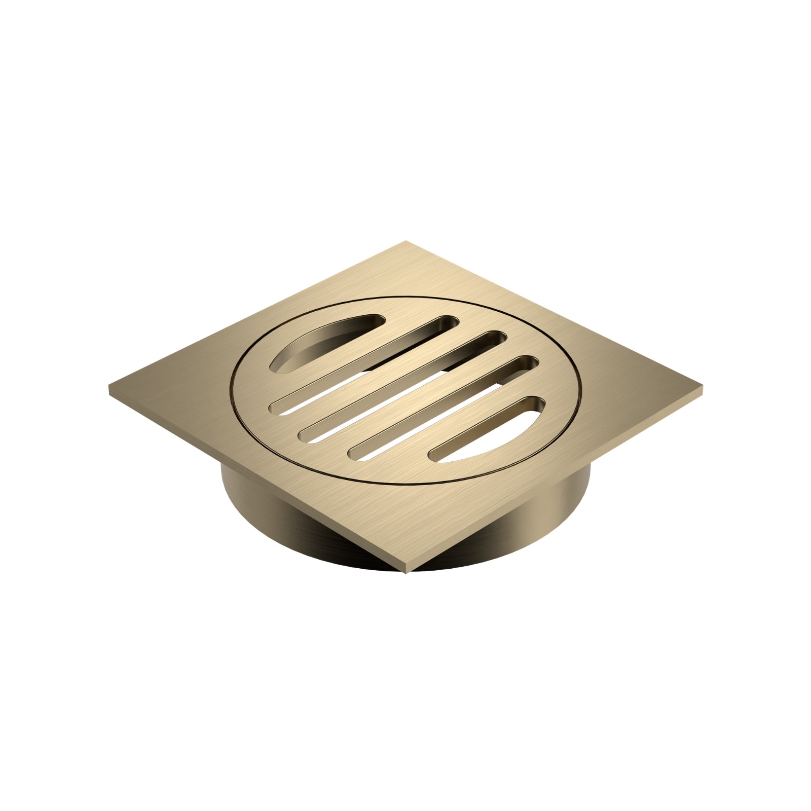 Angle Caroma Square Floor Waste - 80mm Outlet - Brushed Brass 12975034BB - The Blue Space