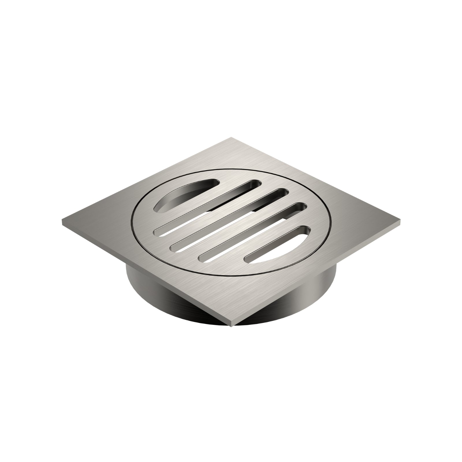 Angle Caroma Square Floor Waste - 80mm Outlet - Brushed Nickel 12975034BN - The Blue Space