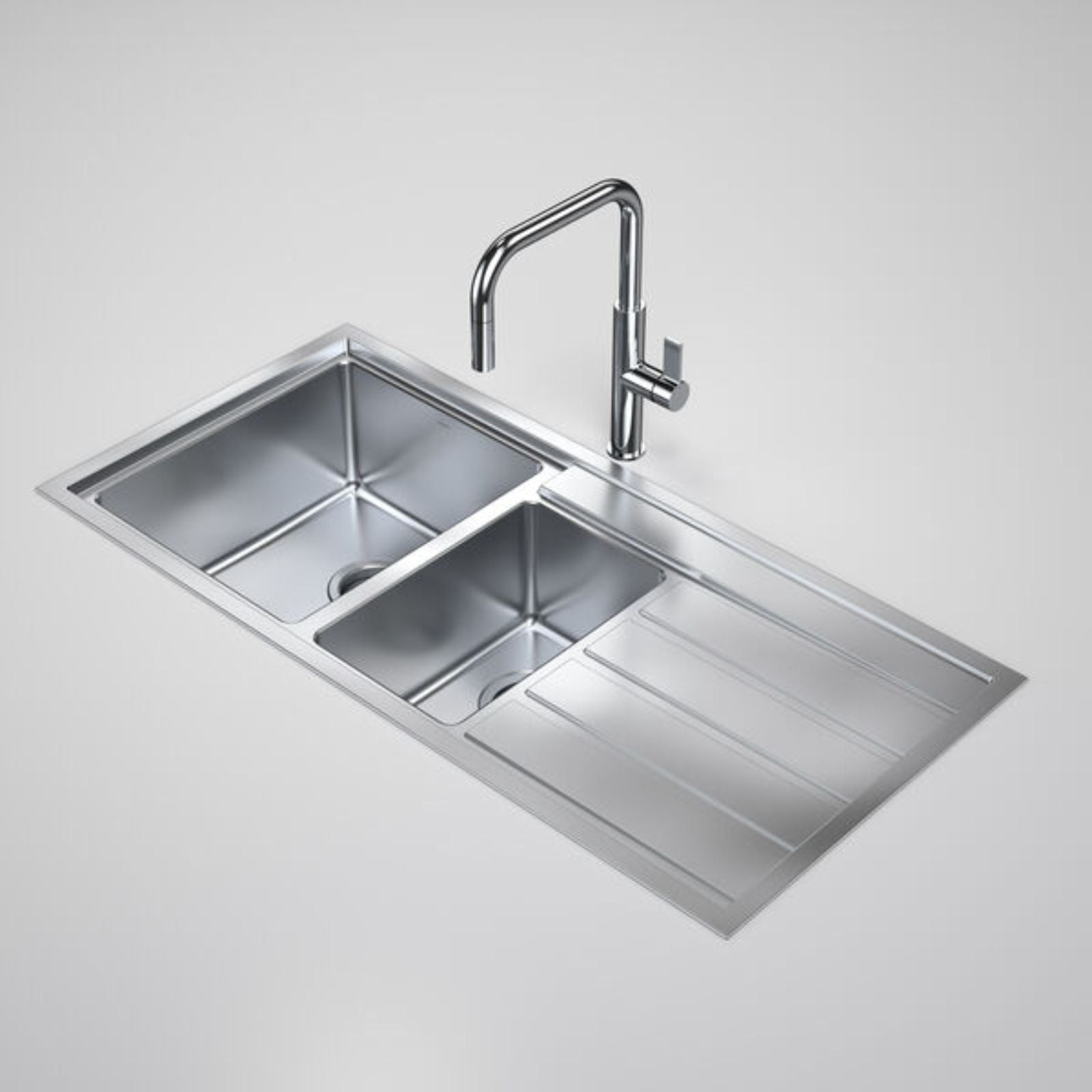 Caroma Urbane II 1.5 Bowl Stainless Steel Kitchen Sink 0 TH LHB CO0150SS.0L - The Blue Space