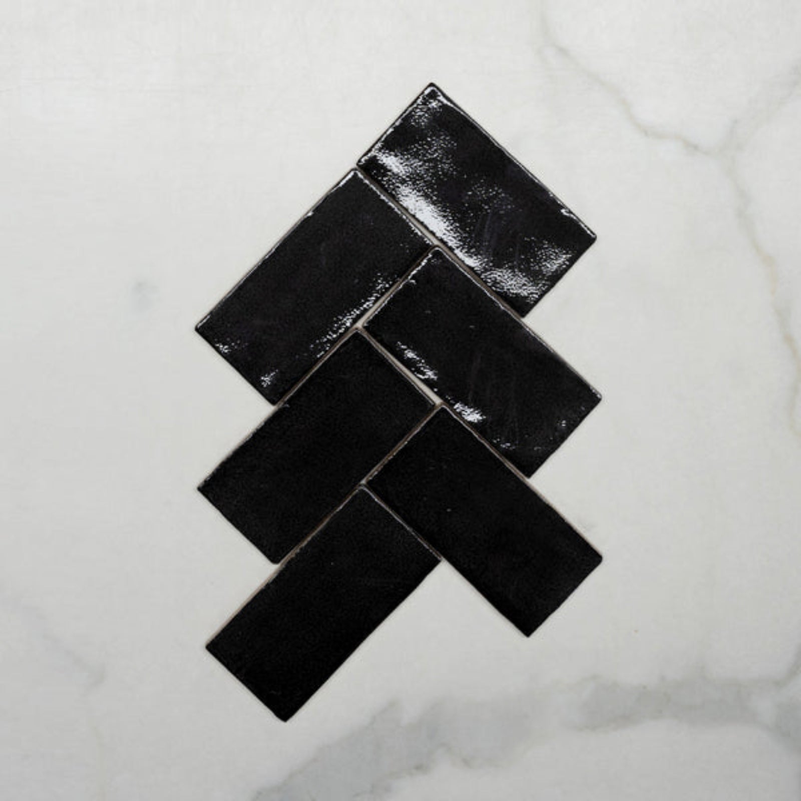 Fishbone No Hand Charcoal Dianna Hand Made Subway Tile 75 x 150 x 9mm Spanish Ceramic - The Blue Space