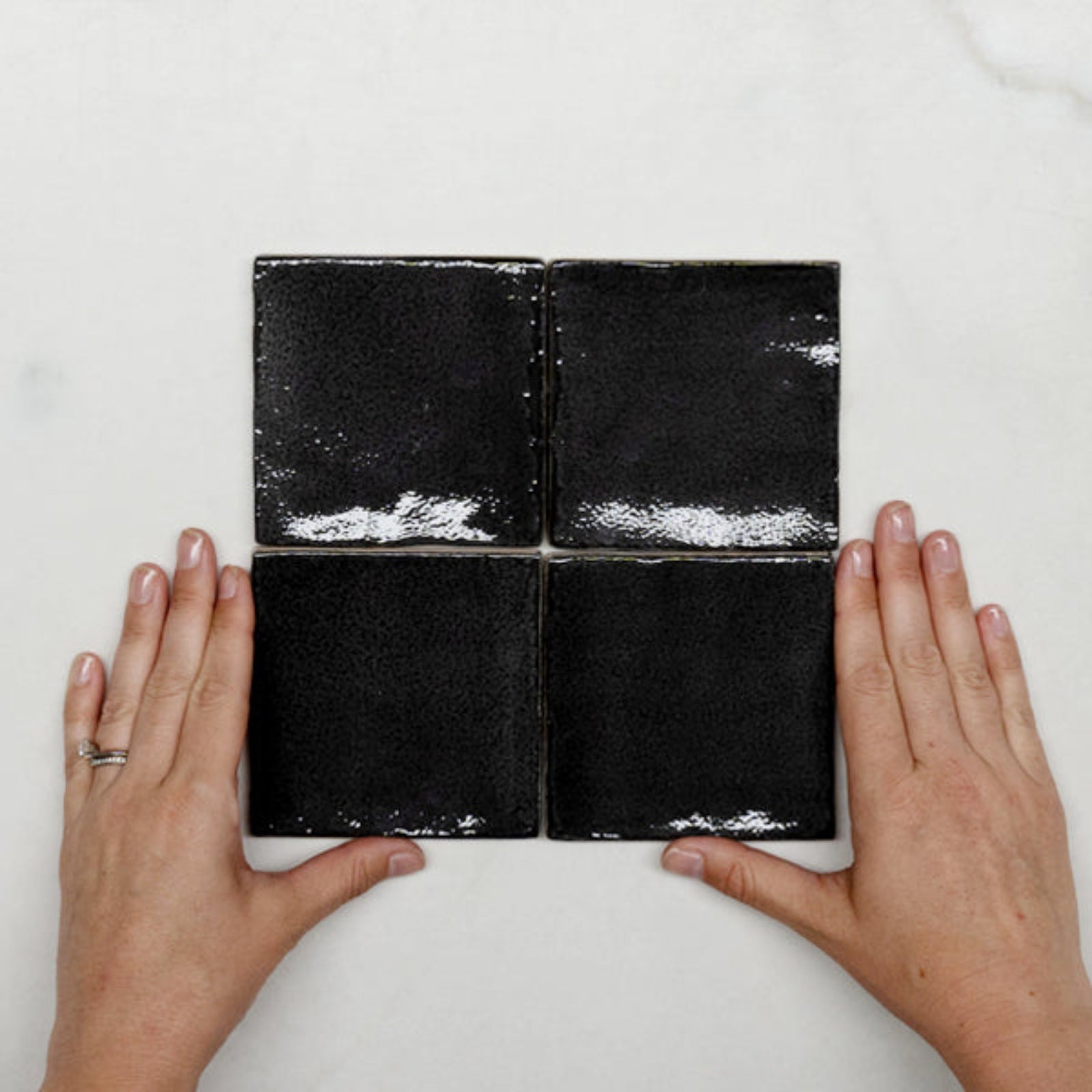 With Hand Charcoal Dianna Zellige Tile 100 x 100 x 9mm Spanish Ceramic - The Blue Space
