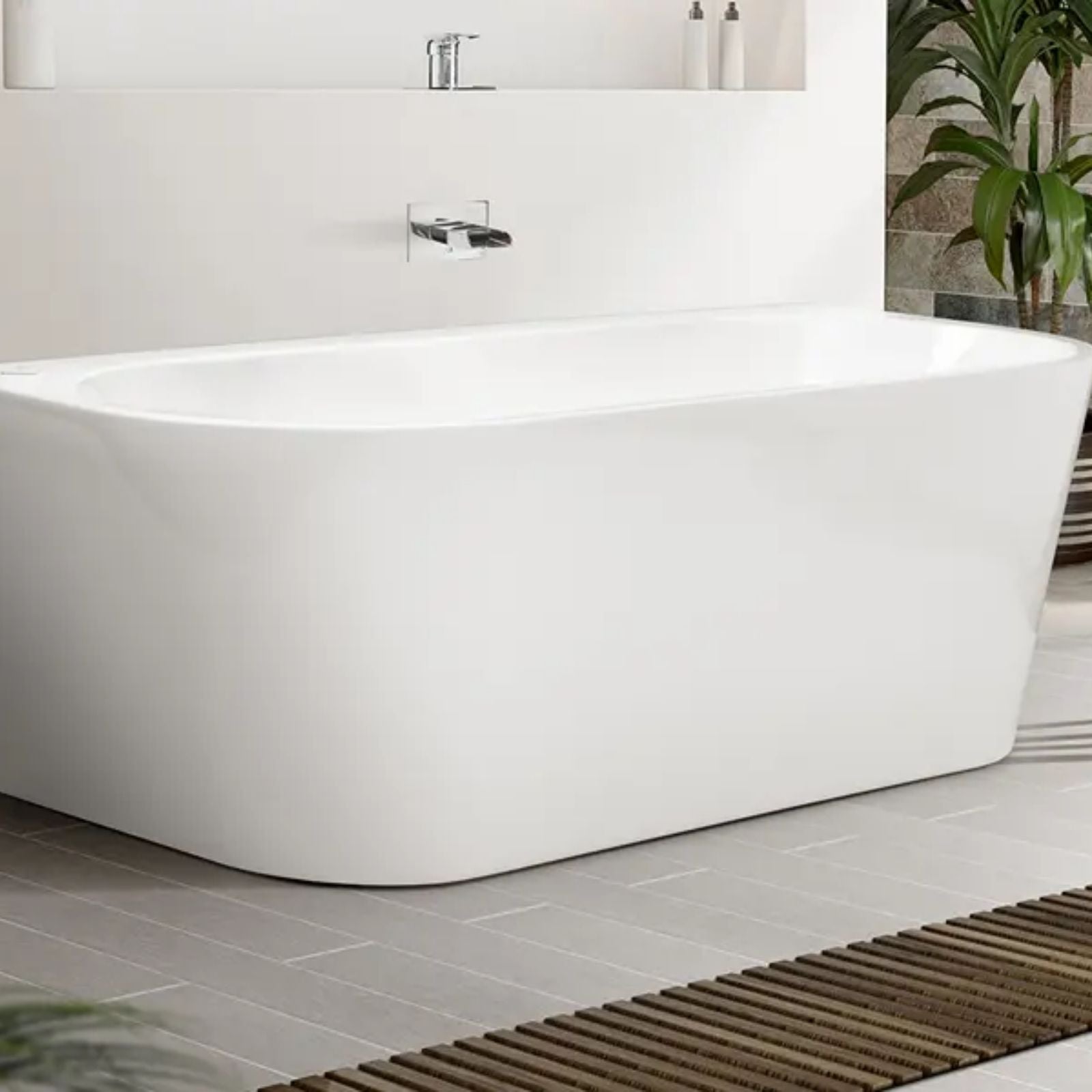 Lifestyle Decina Aria 1500 Back-To-Wall Freestanding Bath with Integrated Overflow AR1500WIO - The Blue Space
