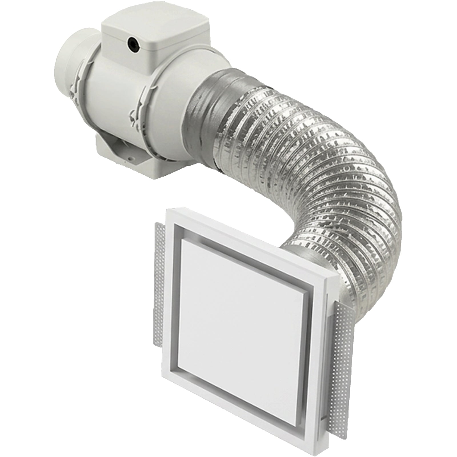 No Hood Fanco Designer 125mm Square Bathroom Ventilation Kit White EKEVSQTT125 - The Blue Space