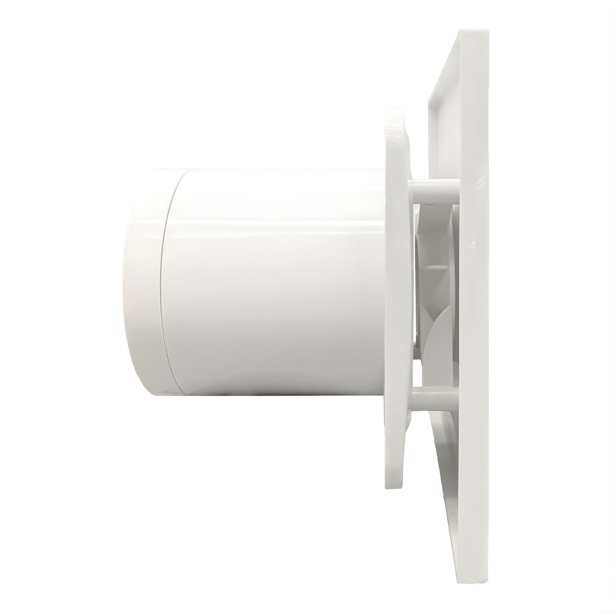 Side View Fanco Dynamic 100mm Duct Square Exhaust Fan Matte White W-EMVUDY11-MWH - The Blue Space