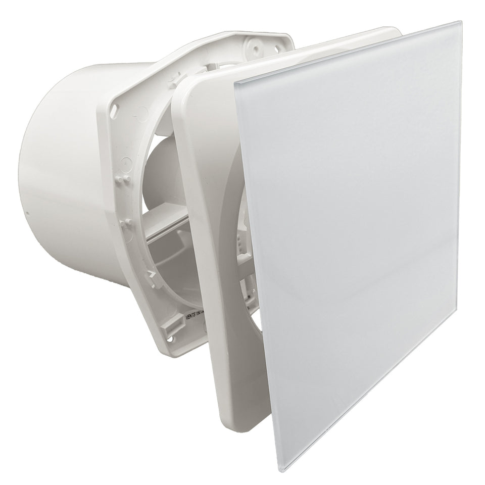 Fanco Dynamic Wall/Ceiling 150mm Duct Square Exhaust Fan Glass White