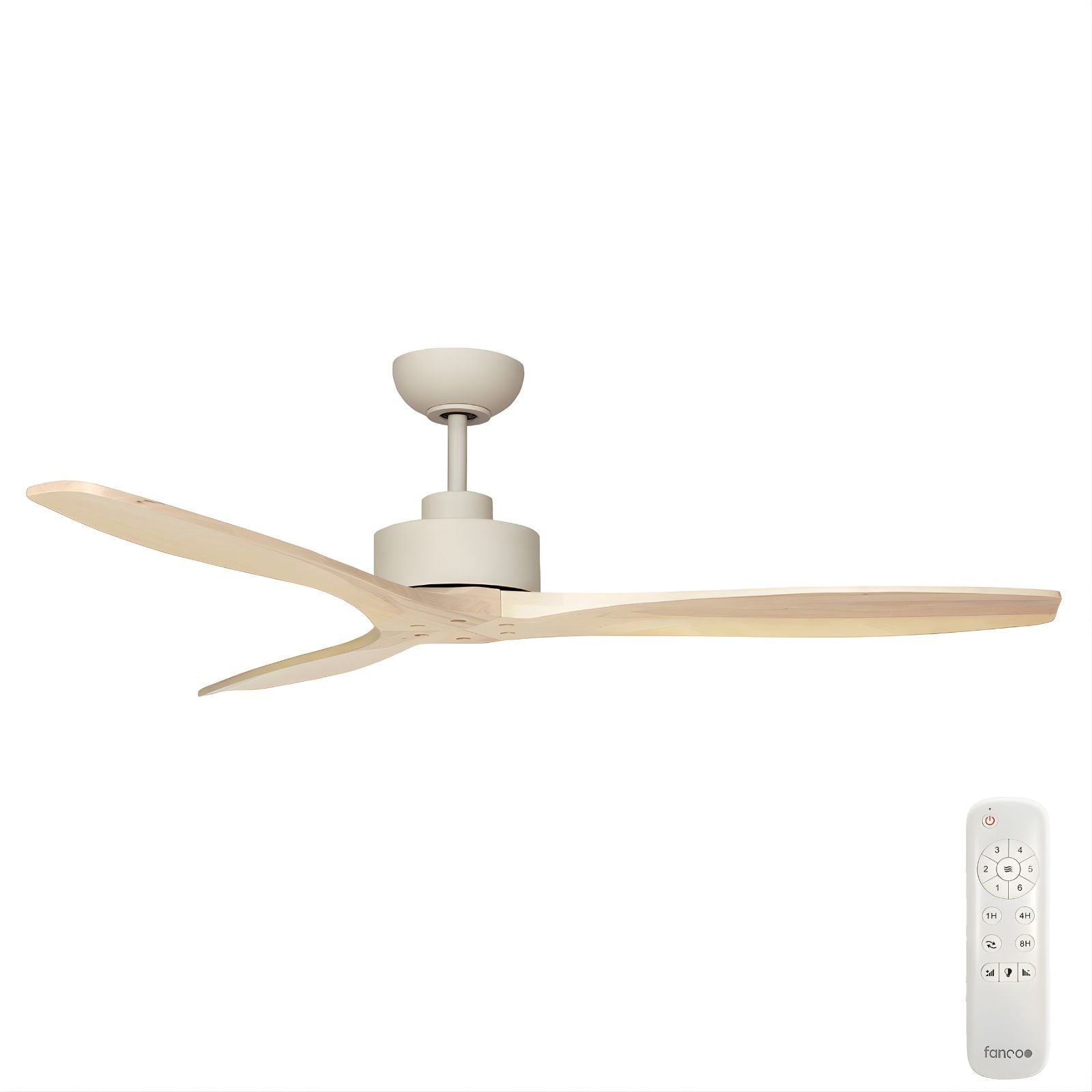 Fanco EarthFirst Wynd 52'' (132cm) DC Ceiling Fan - Ecru and Natural Timber Blades F2310/619A - The Blue Space