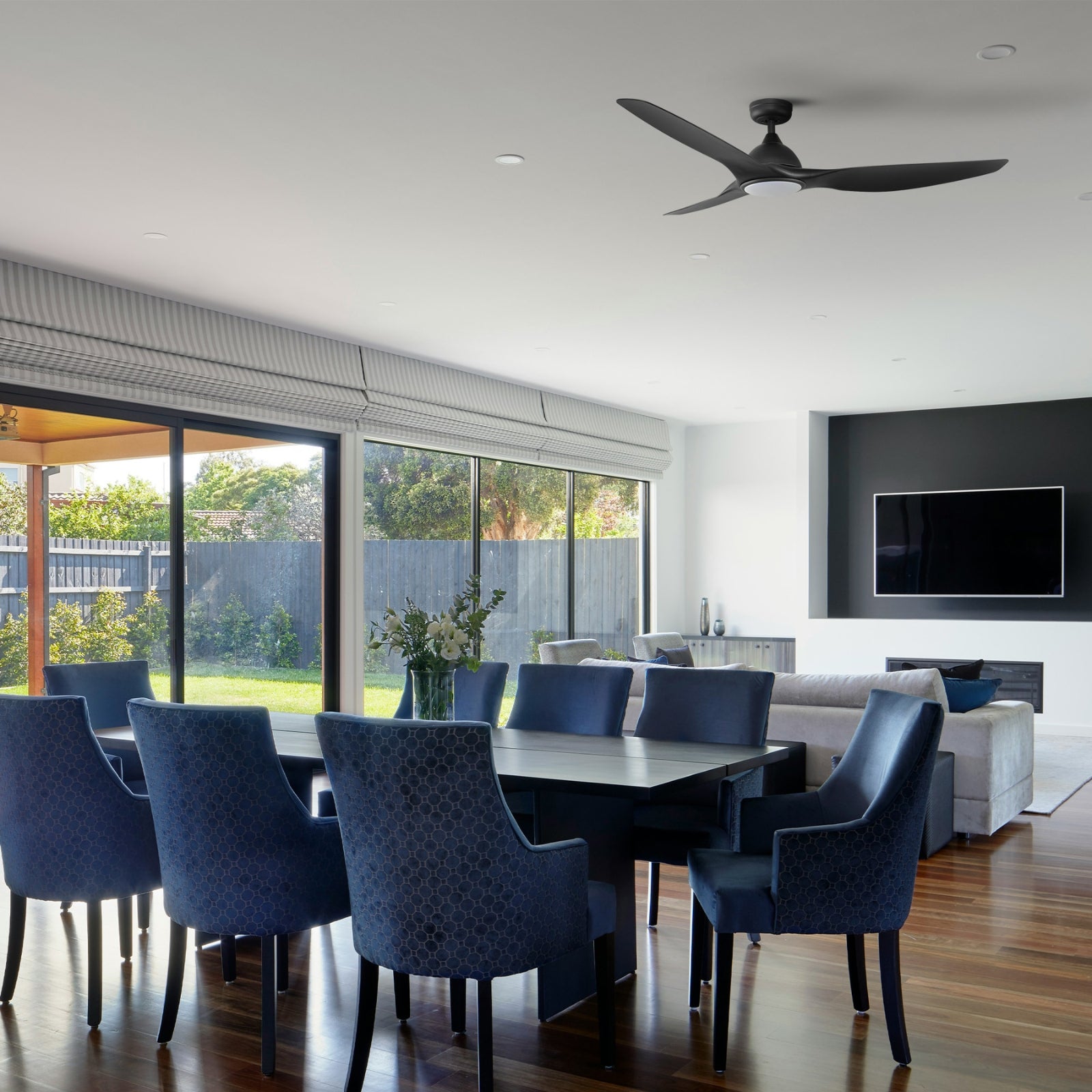 Lifestyle Fanco Horizon High Airflow 64" (162cm) DC Ceiling Fan with LED Light - Black W-CFFCHZ25BLSMR-LED - The Blue Space