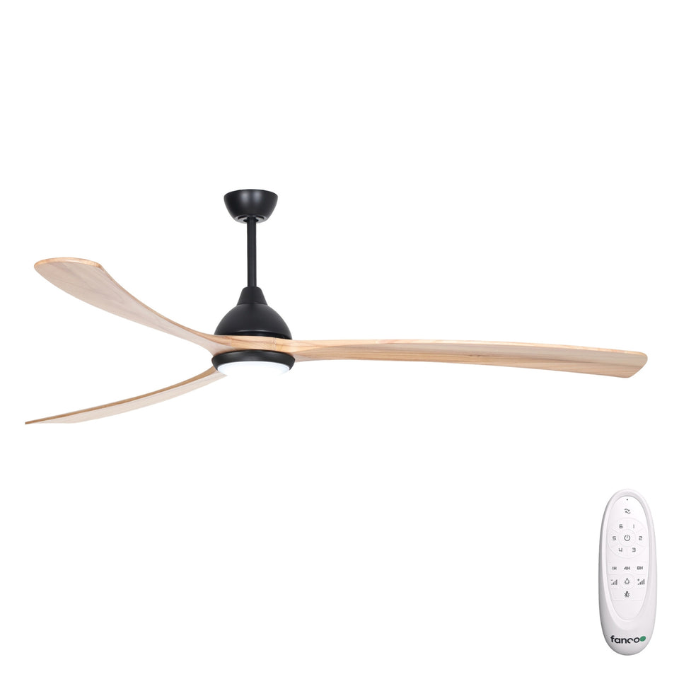 Fanco Sanctuary 86'' (218cm) DC Ceiling Fan with LED Light - Black and Natural