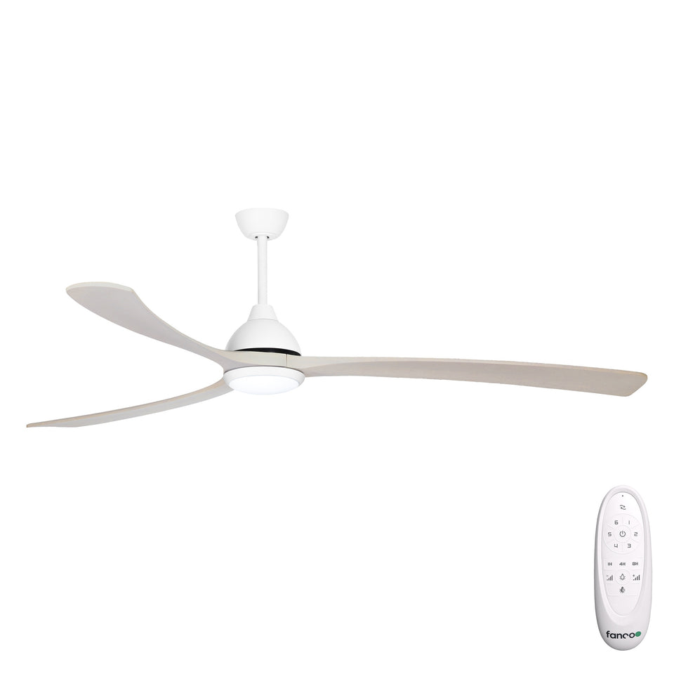 Fanco Sanctuary 86'' (218cm) DC Ceiling Fan with LED Light - White and Whitewash