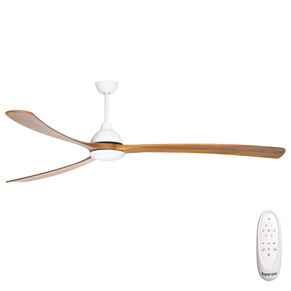 Fanco Sanctuary 92'' (234cm) DC Ceiling Fan with LED Light - White and Teak