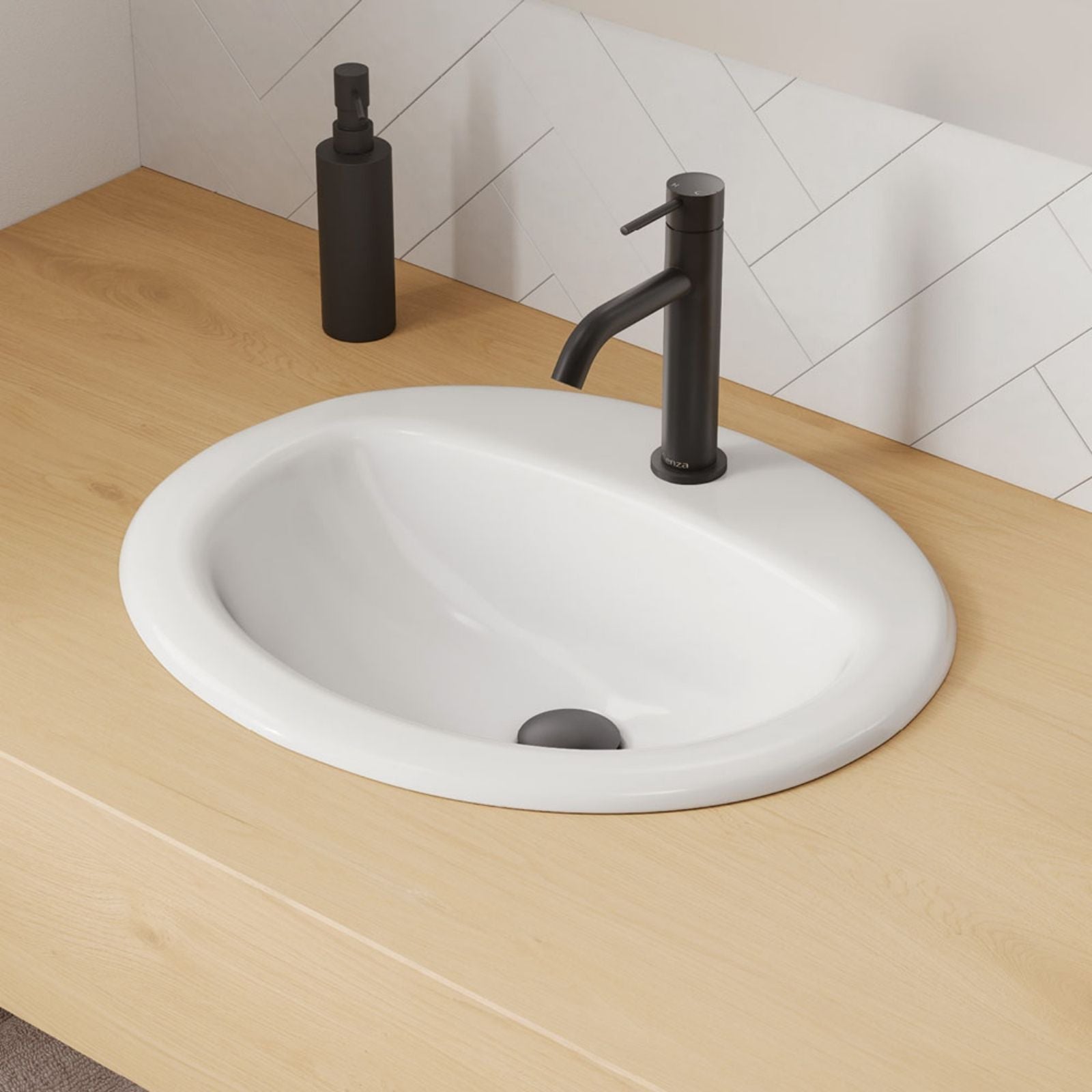 Lifestyle 1 Fienza Kaya Basin Mixer Matte Black 228103B-LF - The Blue Space