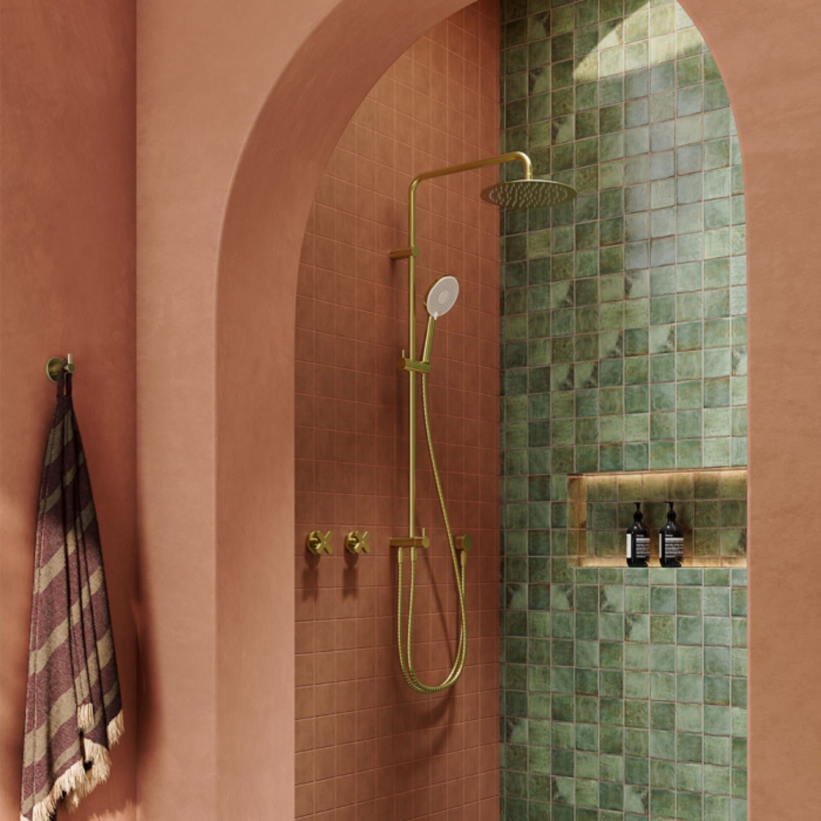 Lifestyle Fienza Kaya Retrofit Twin Shower - Urban Brass 455101UB - The Blue Space