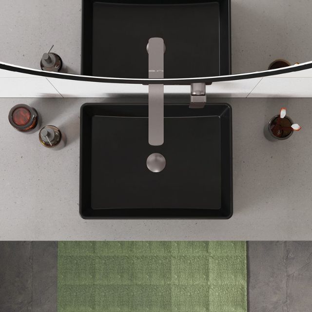 Lifestyle 1 Fienza Tono Basin/Bath Wall Mixer 200mm Outlet Set Large Square Plates Gun Metal 233106GM-200 - The Blue Space
