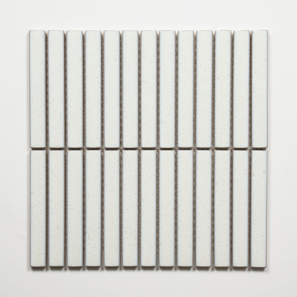 Flute Speckled White Porcelain Finger Mosaic Tile 22×145mm