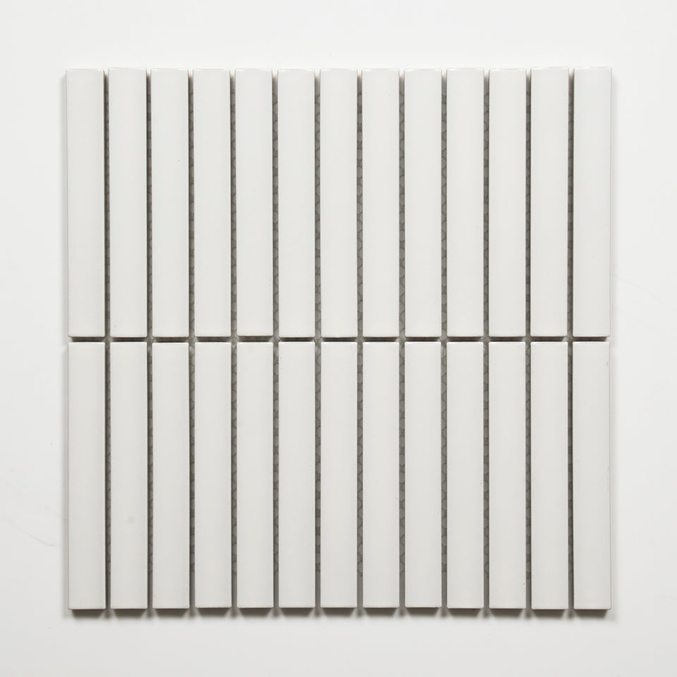 Flute White Matte Concave Porcelain Finger Mosaic Tile 22×145mm