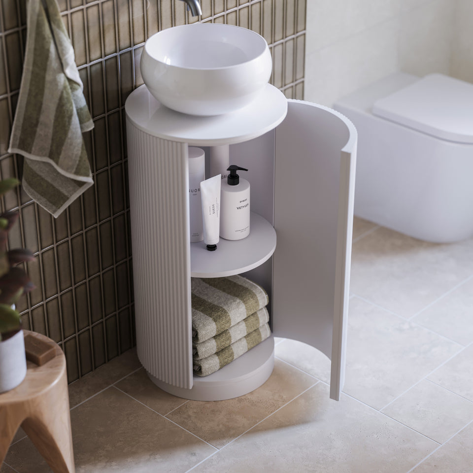Ingrain Round Fluted Powder Room Vanity 400mm White