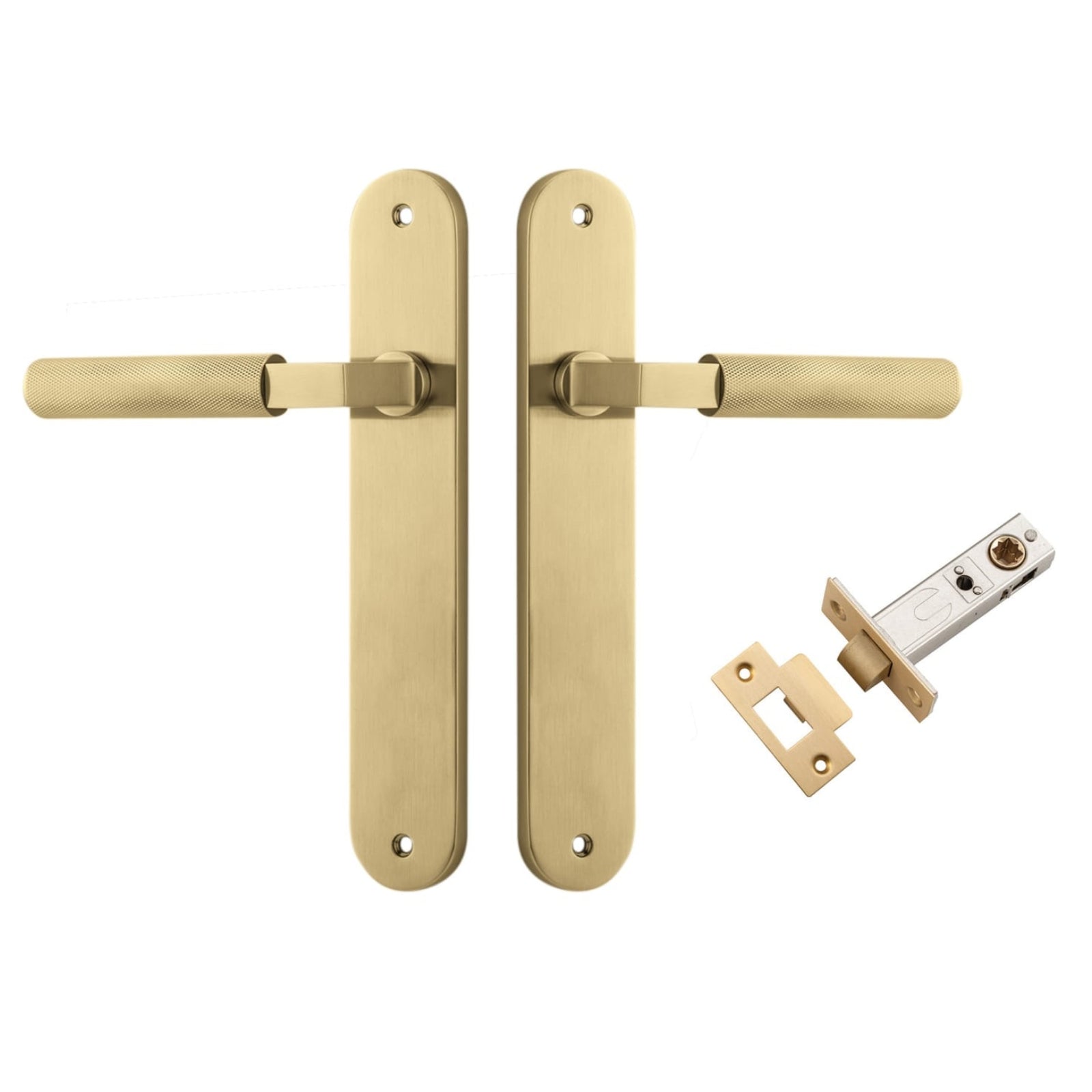 Iver Brunswick Lever Oval Backplate Passage Kit Brushed Gold 16268KPASS60 - The Blue Space