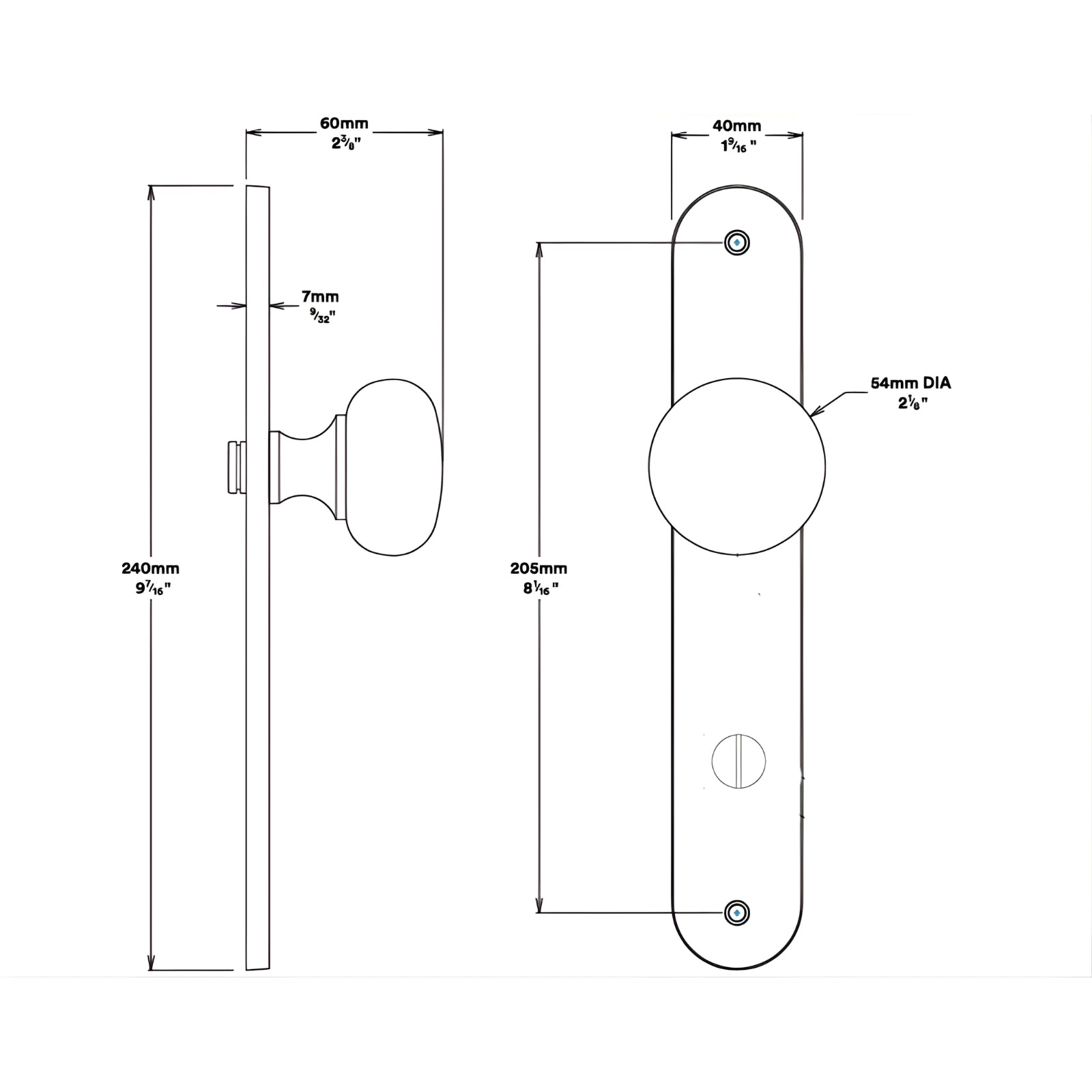Line Drawing Knob Iver Cambridge Knob Oval Backplate Privacy Kit with Privacy Turn Brushed Brass 15334KPRIV60 - The Blue Space