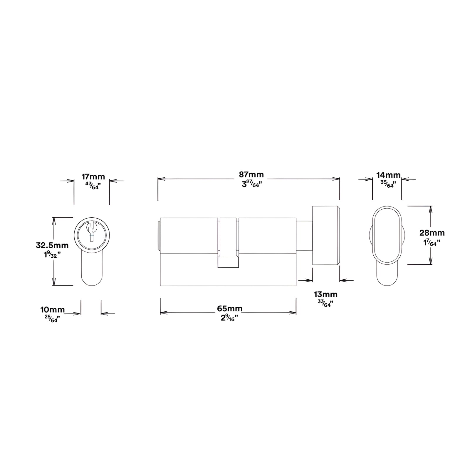 Line Drawing Lock Iver Cambridge Knob Rectangular Backplate Entrance Kit with High Security Lock Matte Black 12822KENTR60KT - The Blue Space