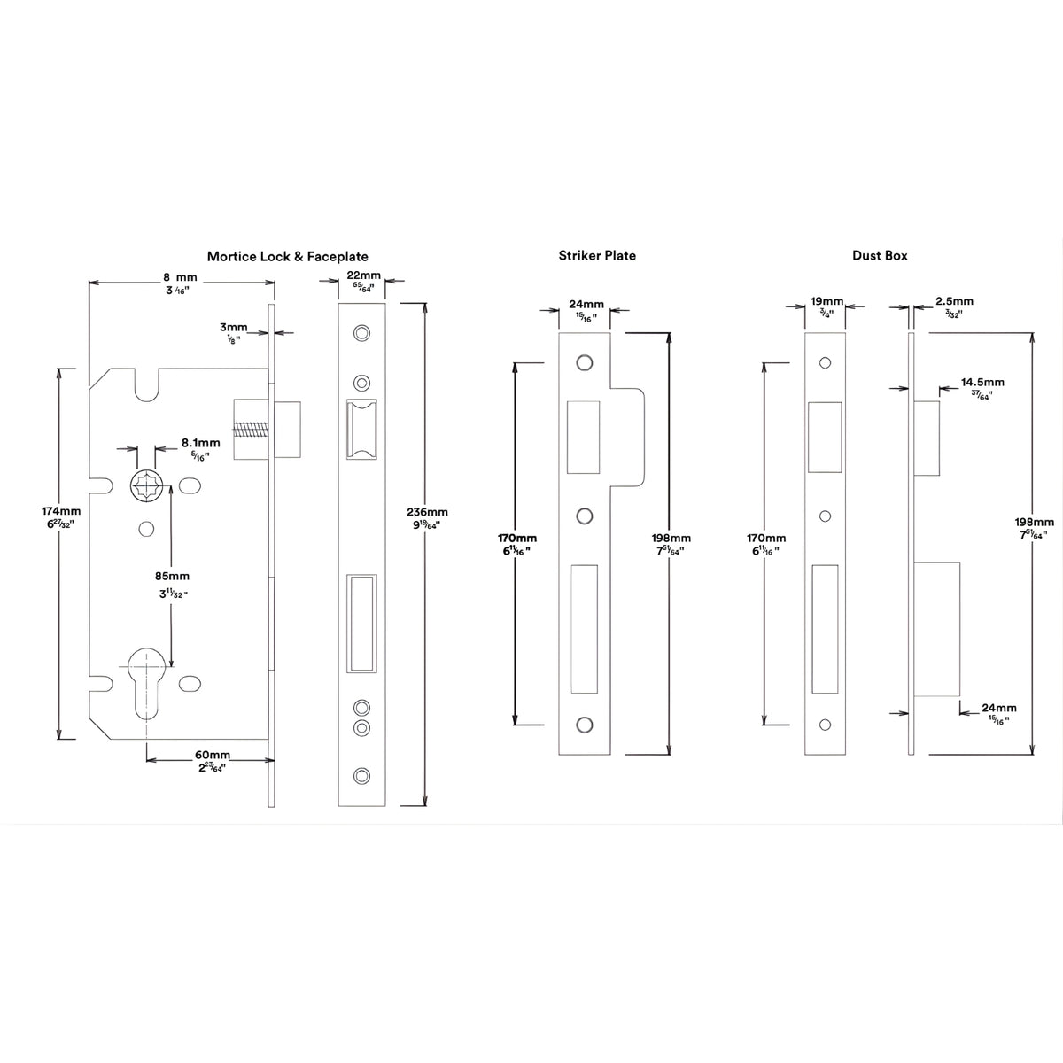 Mortice Lock Iver Cambridge Knob Rectangular Backplate Entrance Kit with High Security Lock Satin Nickel 14822KENTR60KT - The Blue Space