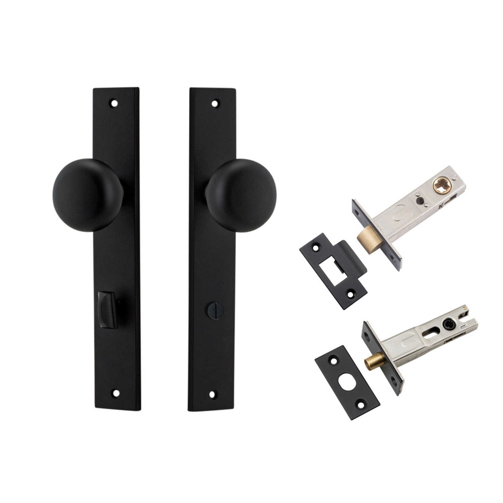 Iver Cambridge Knob Rectangular Backplate Privacy Kit with Privacy Turn Matte Black 12822KPRIV60 - The Blue Space