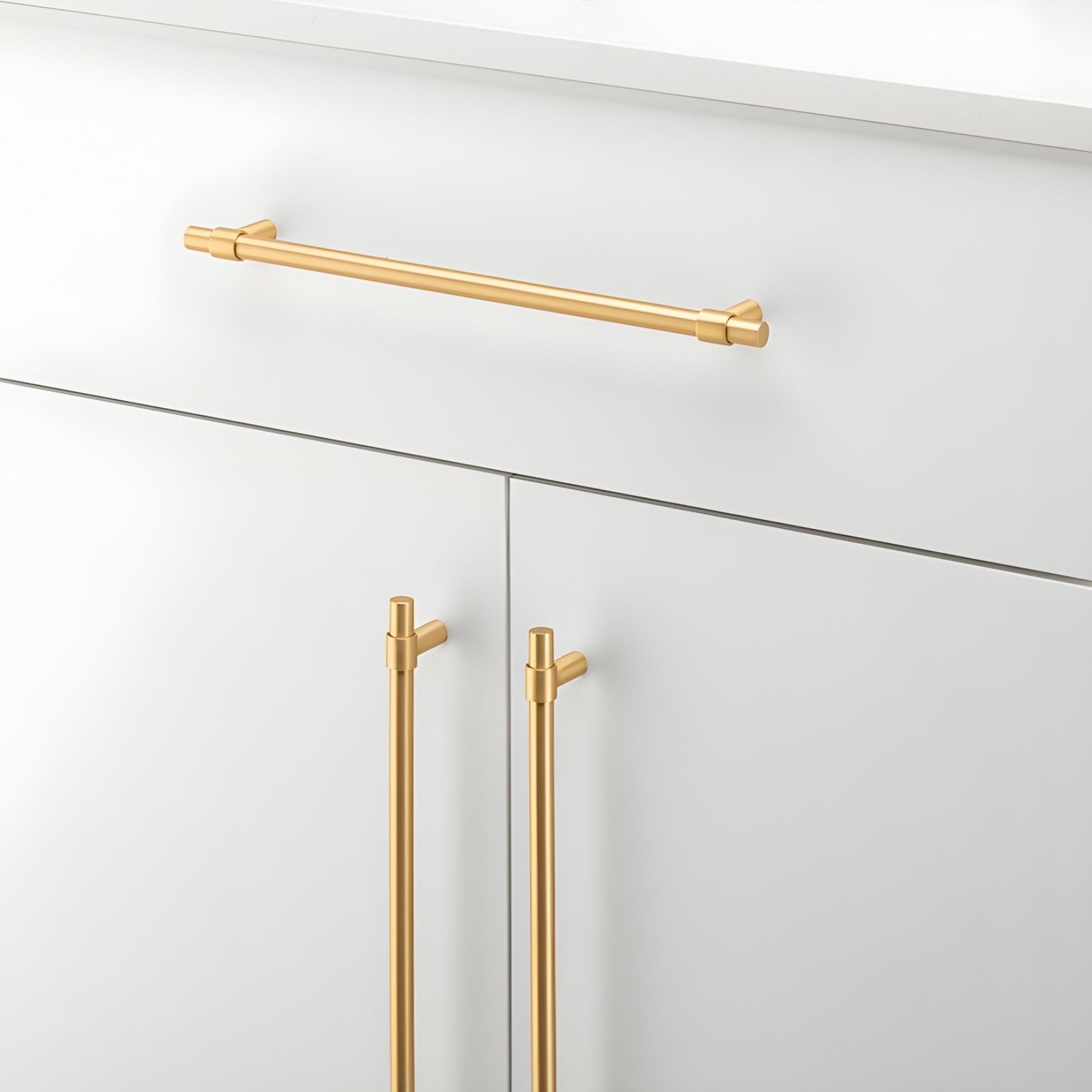 Detail1 Iver Helsinki 256mm Cabinet Pull Handle Brushed Brass 21026 - The Blue Space