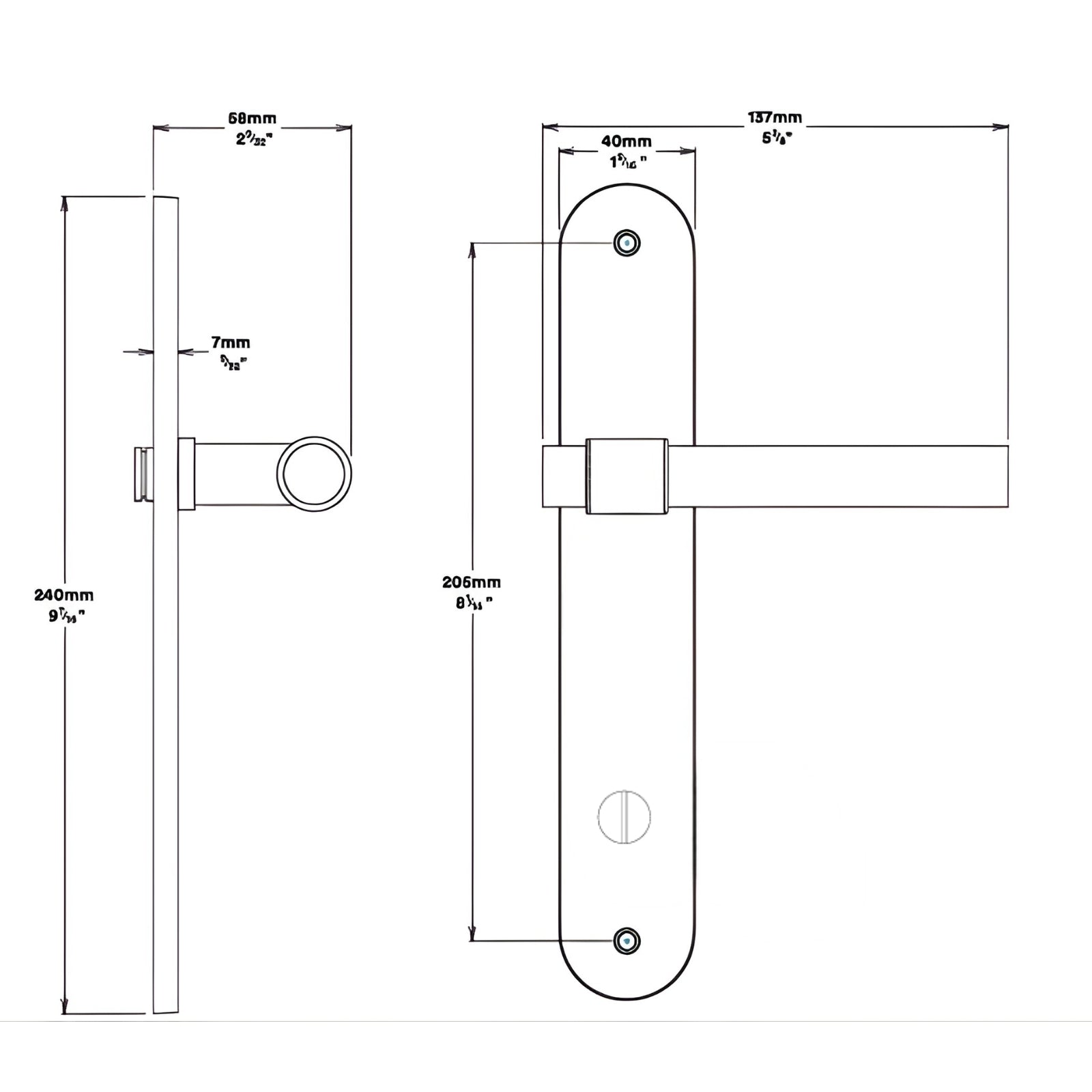 Line Drawing Iver Helsinki Lever Oval Backplate Privacy Kit with Privacy Turn Brushed Brass 15400KPRIV60 - The Blue Space