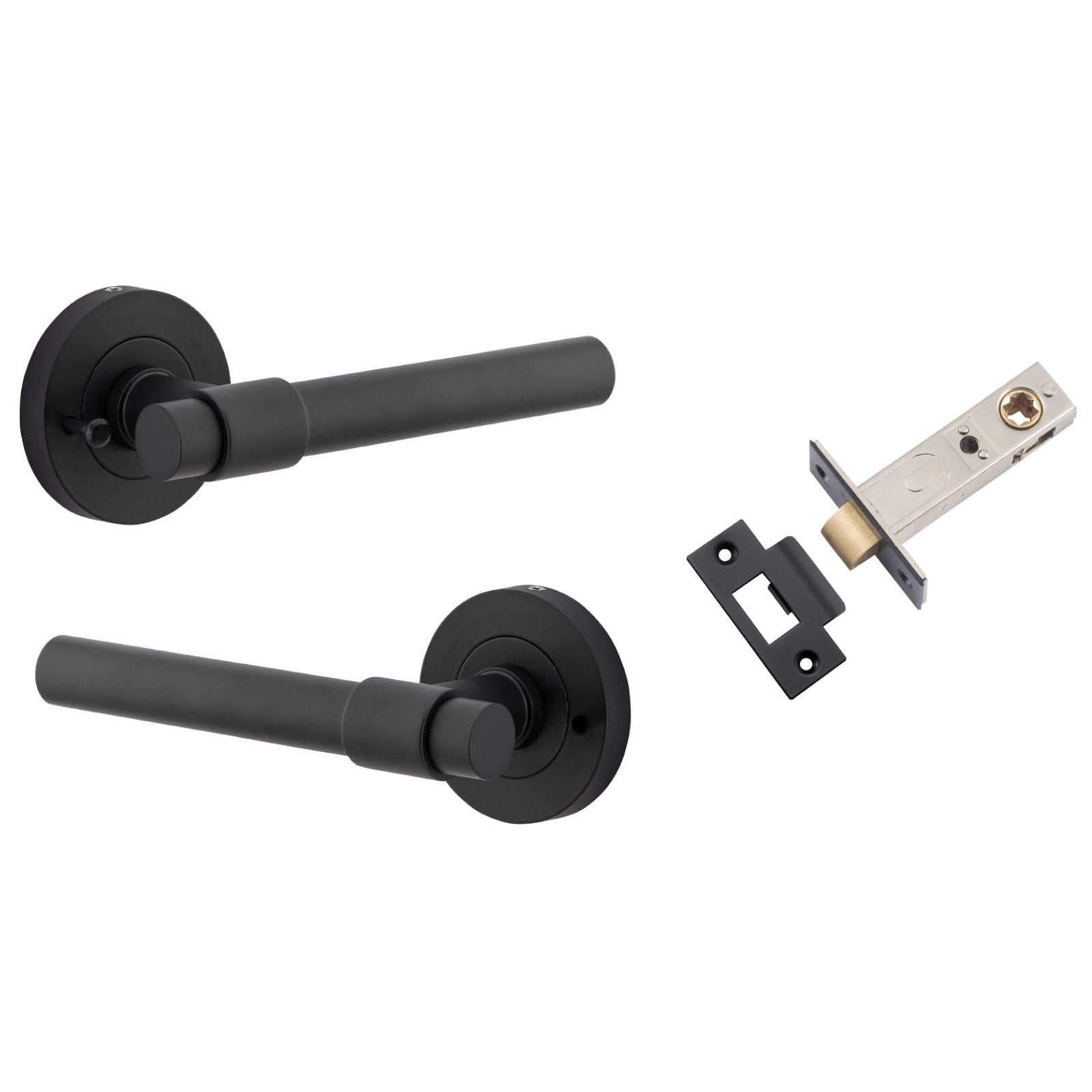 Iver Helsinki Lever Round Rose (Inbuilt Privacy) Matte Black 20623KIBPRIV60 - The Blue Space