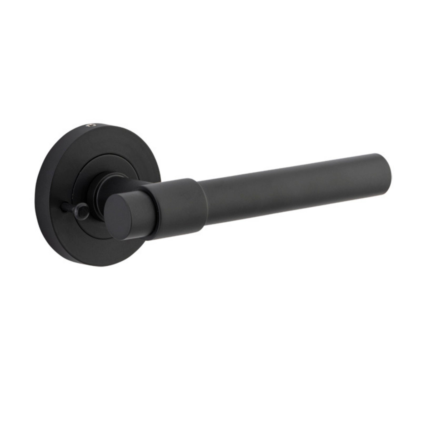 Single Iver Helsinki Lever Round Rose (Inbuilt Privacy) Matte Black 20623KIBPRIV60 - The Blue Space
