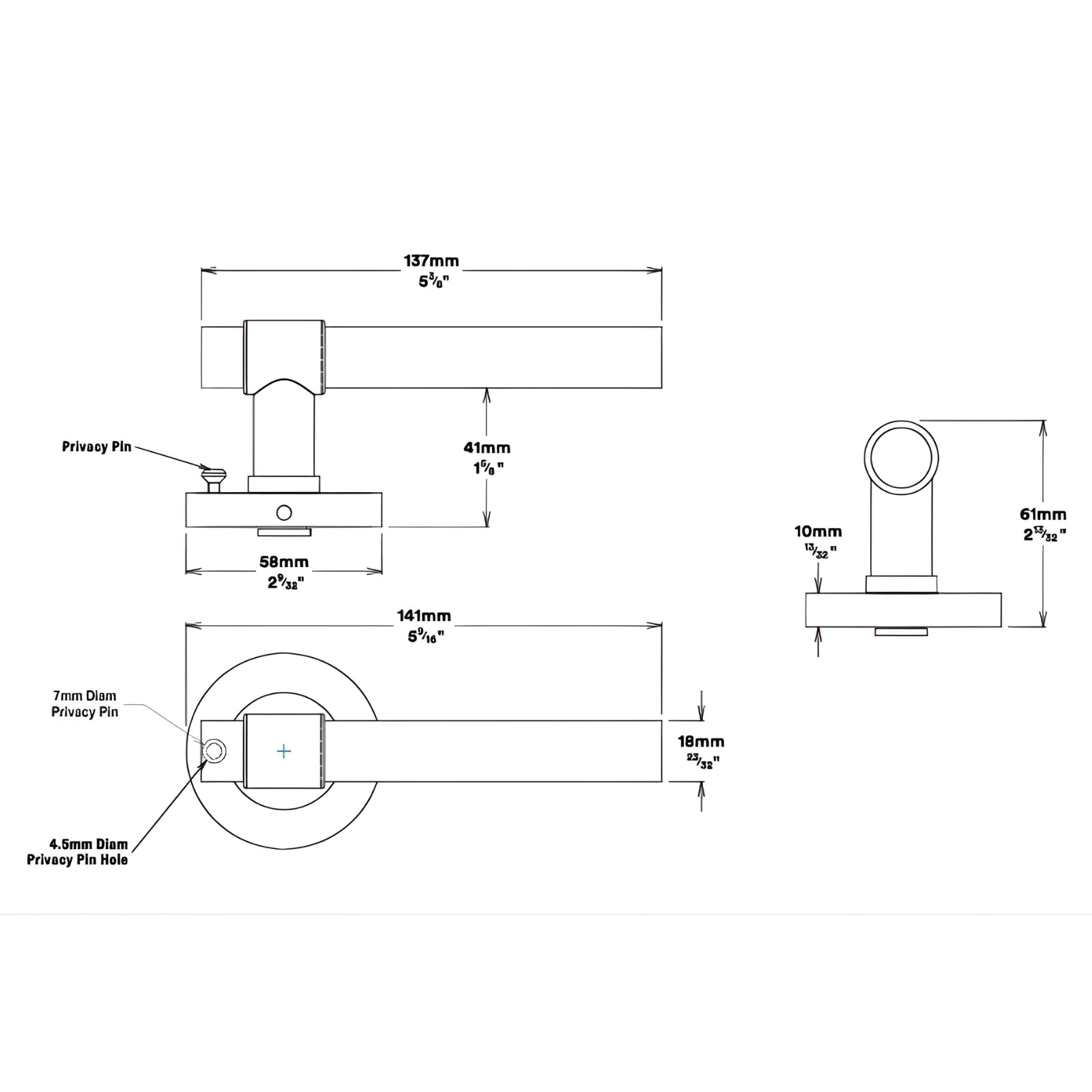 Line Drawing Iver Helsinki Lever Round Rose (Inbuilt Privacy) Signature Brass 20621KIBPRIV60 - The Blue Space