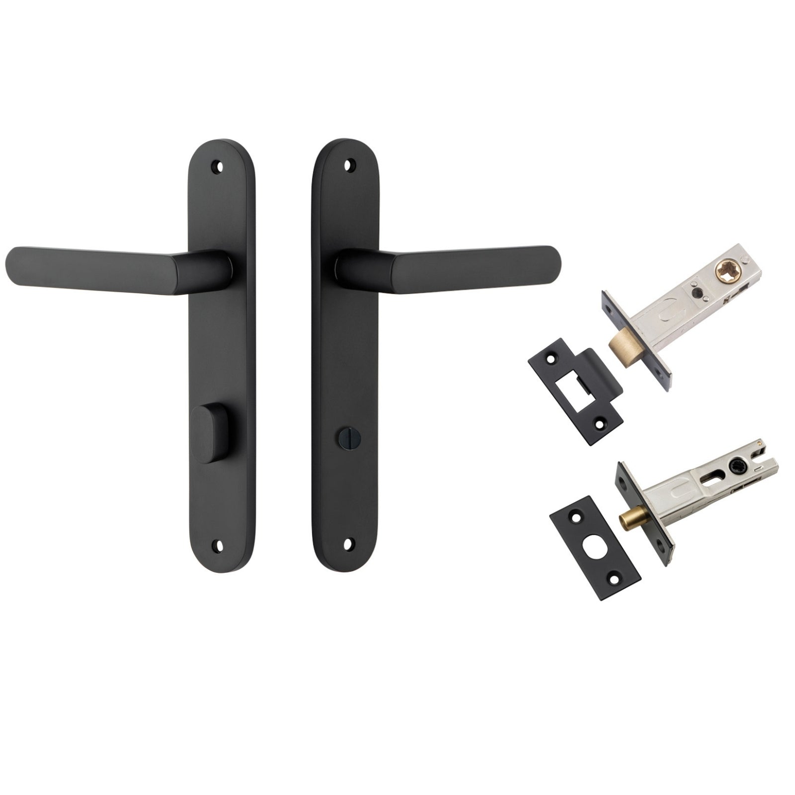 Iver Osaka Lever Oval Backplate Privacy Kit with Privacy Turn Matte Black 12864KPRIV60 - The Blue Space