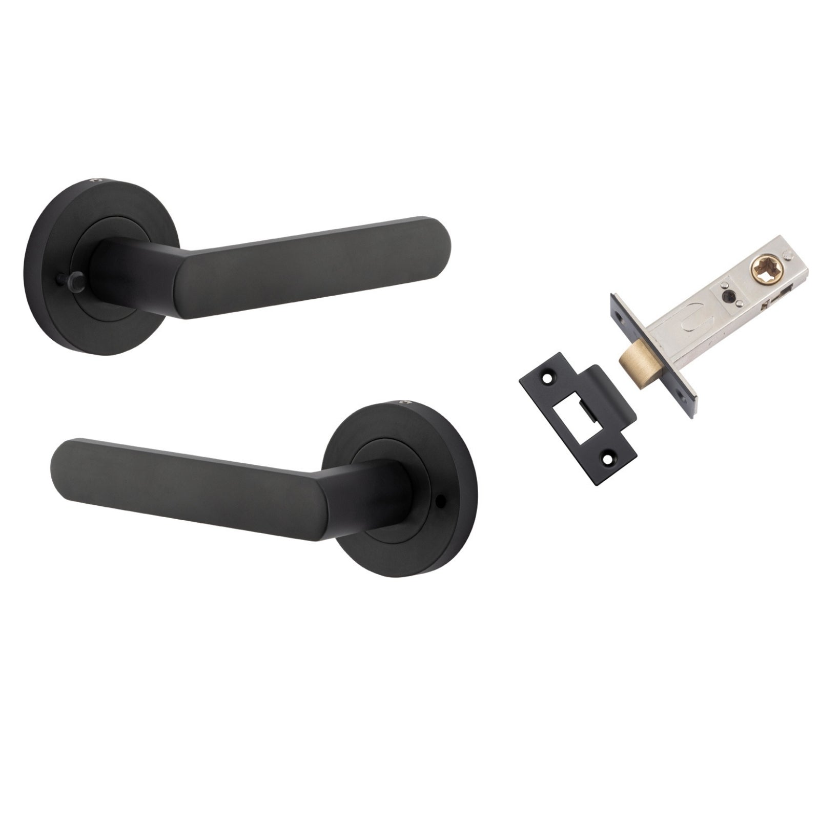 Iver Osaka Lever Round Rose (Inbuilt Privacy) Matte Black 20773KIBPRIV60 - The Blue Space