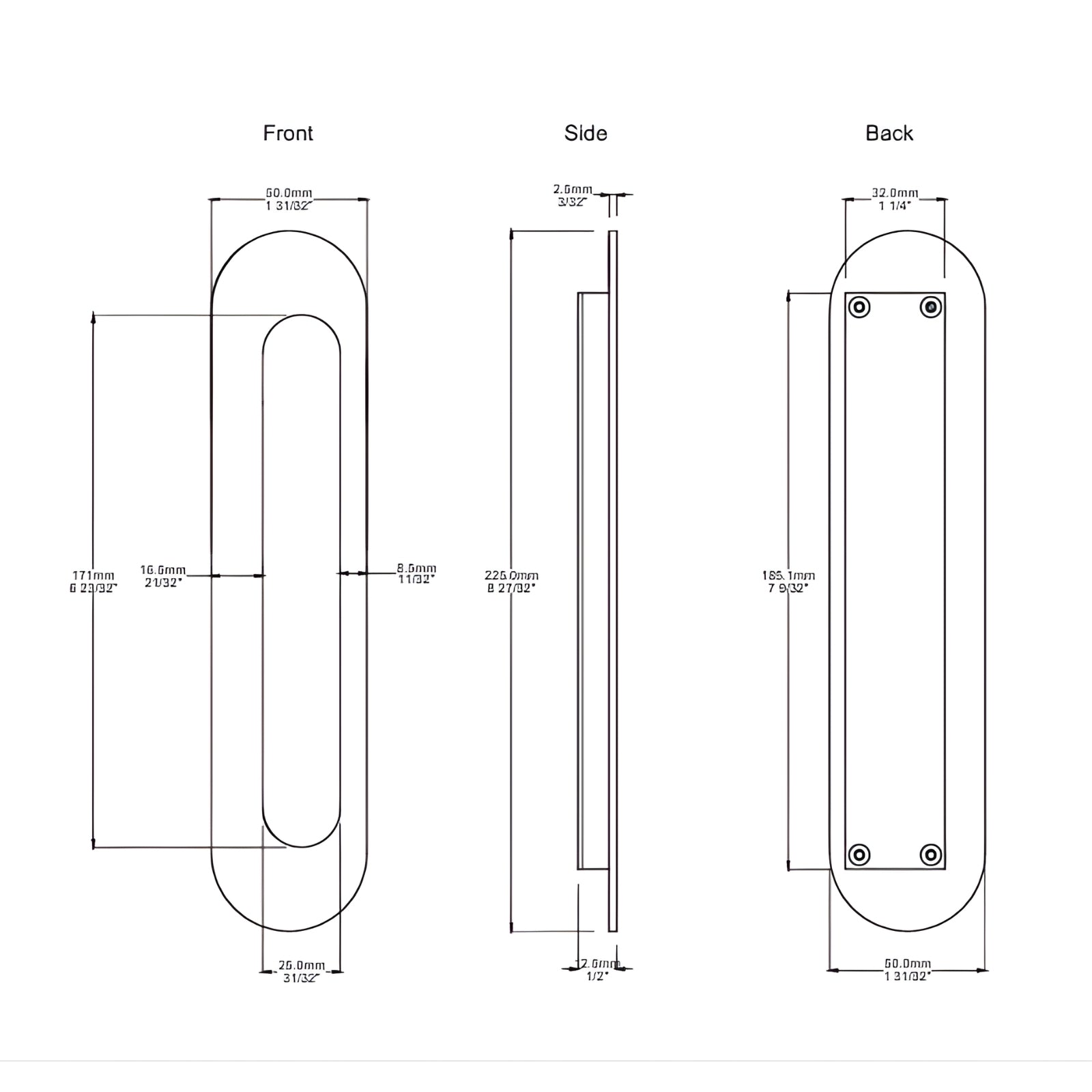 Line Drawing Iver Puerto Flush Pull Brushed Gold PVD 24160 - The Blue Space