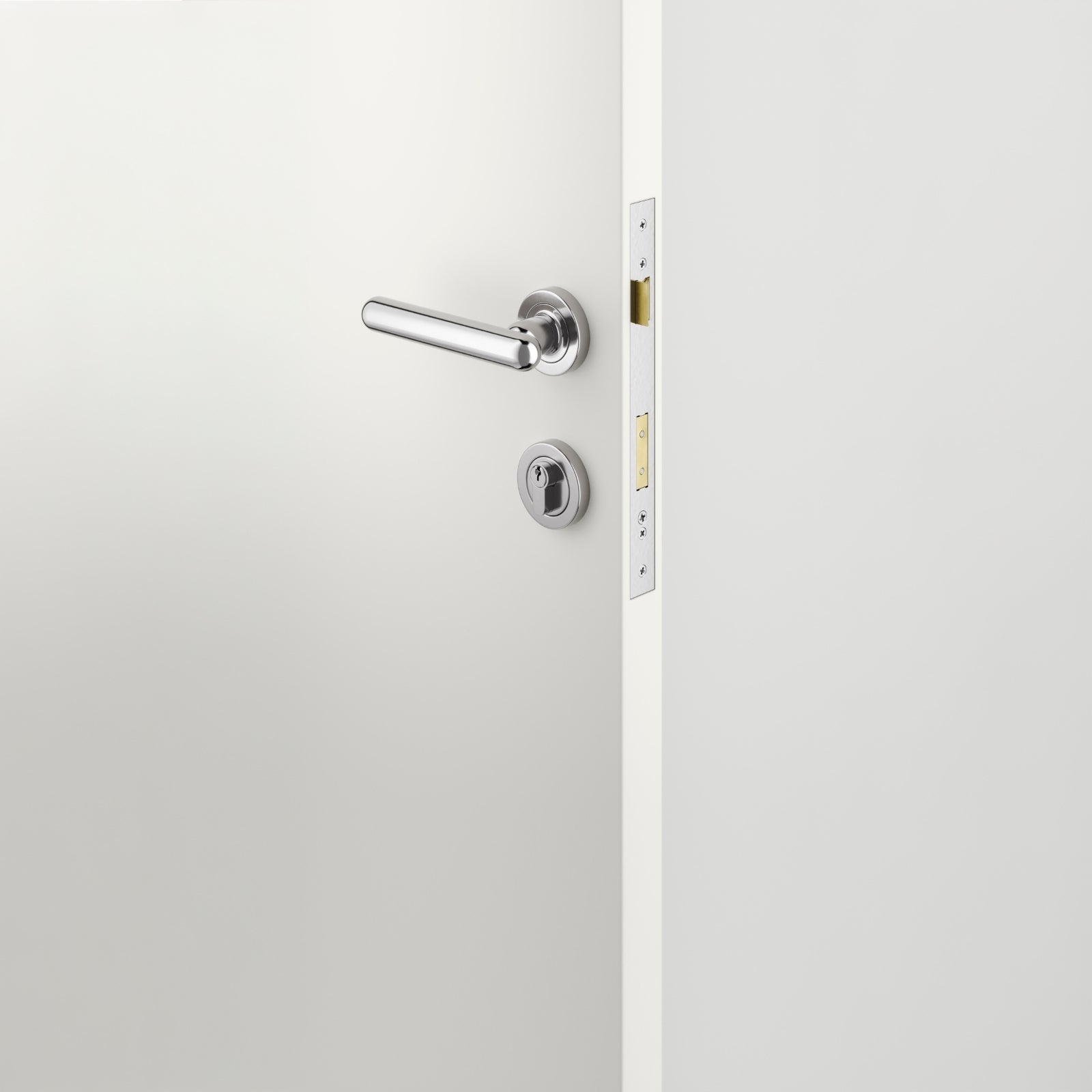 Lifestyle Iver Puerto Lever Round Rose Entrance Kit with Separate High Security Lock Key/Key Polished Chrome 24004KENTR60KK - The Blue Space
